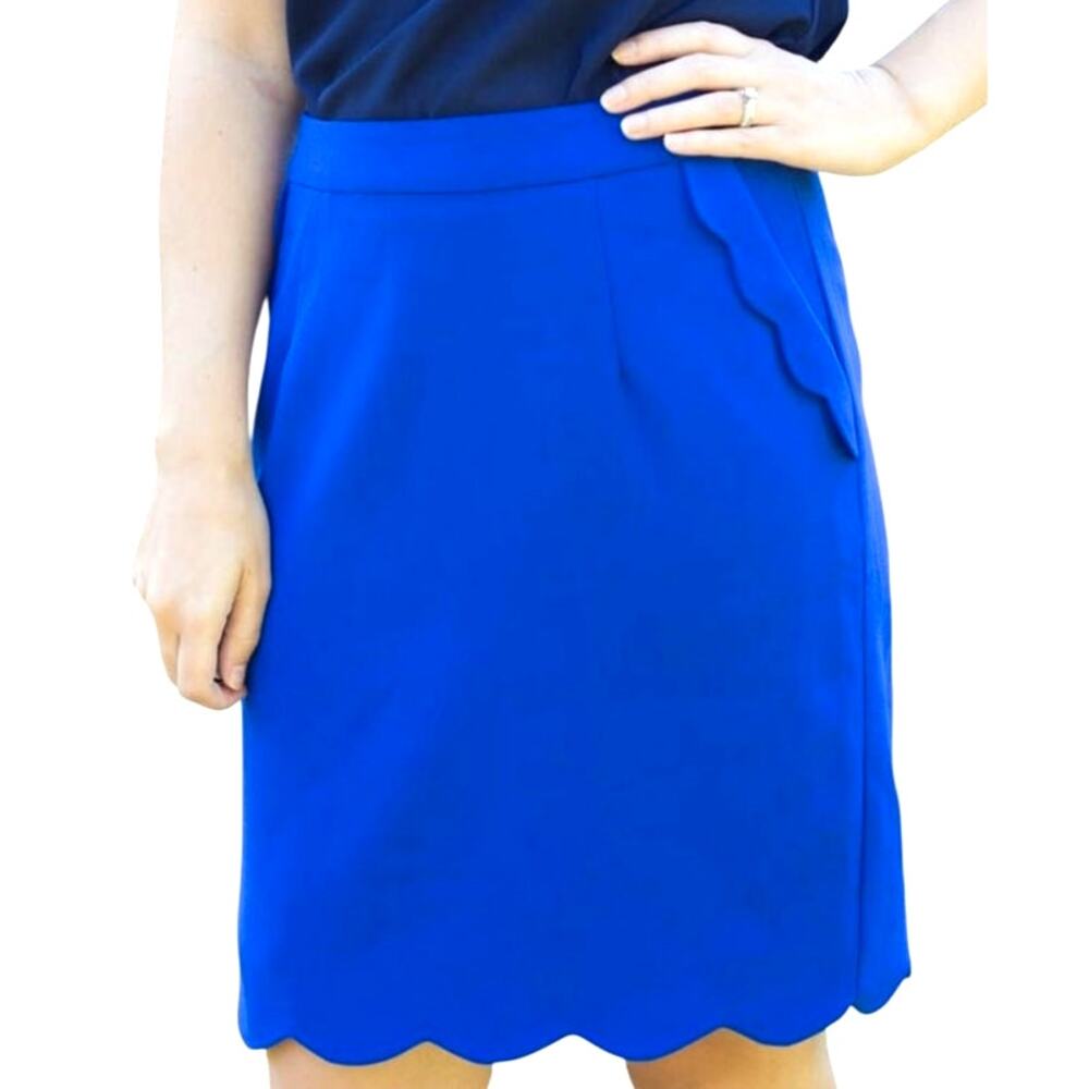 Brixon Ivy Women's Small Ivy Royal Blue Pockets Ruffle Short Pencil Skirt